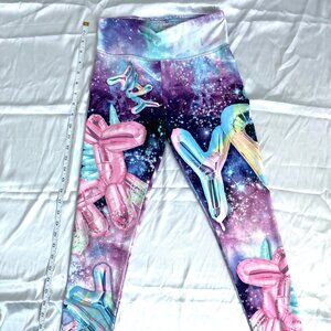 Justice Girls Leggings Unicorn Balloon Art Jeff Koons Style Size 14/16 Used